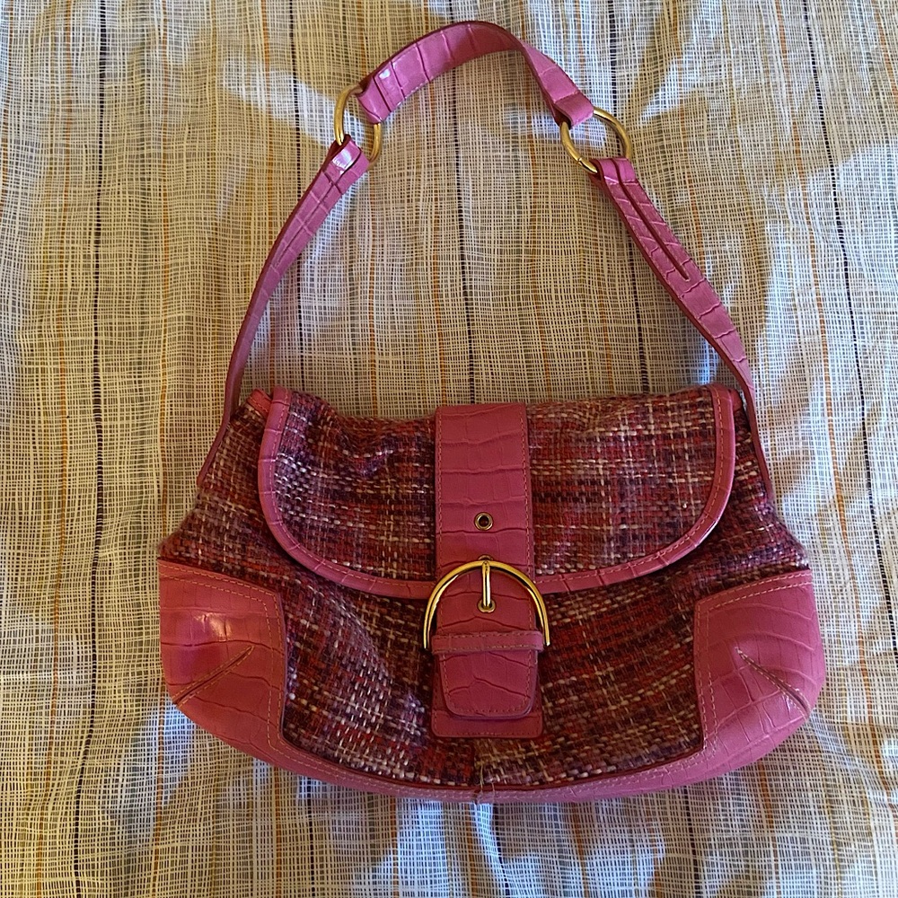 Pink tweed shoulder bag purse
